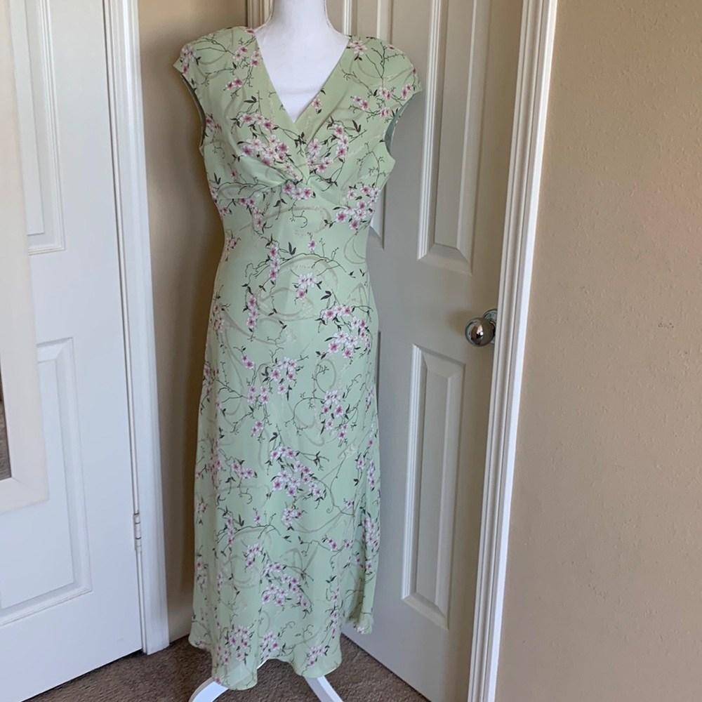 Lindor green floral maxi dress size 10